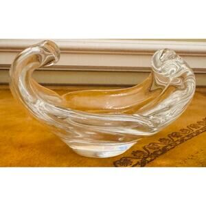 Sevres France Clear Glass Candy Dish Vintage French Trinket Abstract Bowl